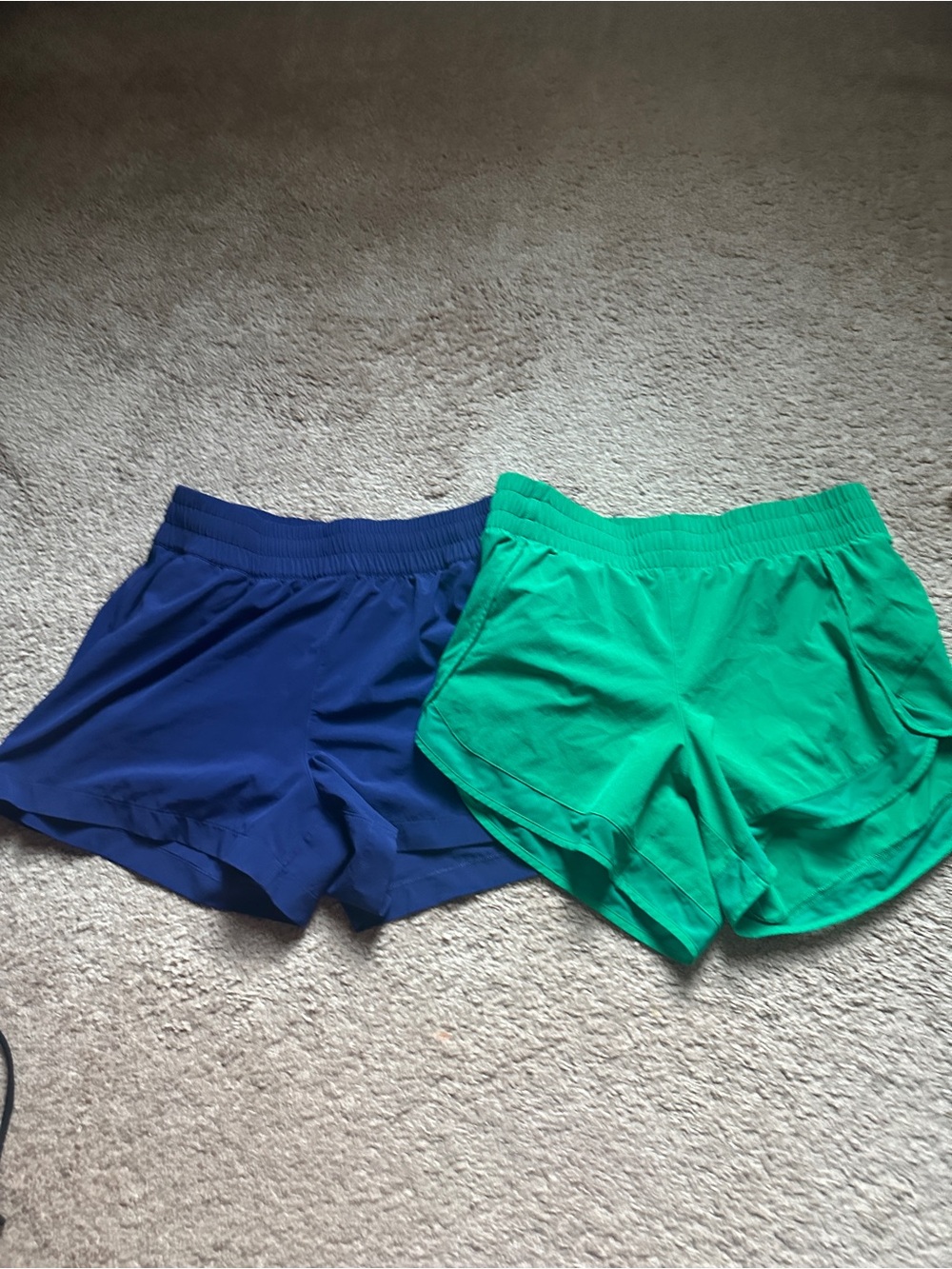 Athleta Blue and Green Athletic Running Shorts - Duo